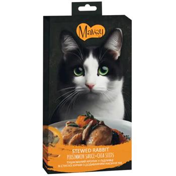 Лакомство для кошек Mavsy Creamy Тушёный кролик в соусе из спелой хурмы с добавлением семян чиа кремовое 5шт*15г - купить, цены на MasterZoo - фото 1