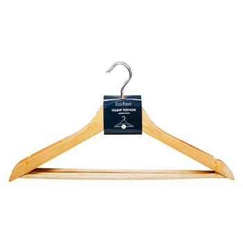 Eco Fabric Set of Wooden Hangers 44.5cm 5pcs - buy, prices for Auchan - photo 1