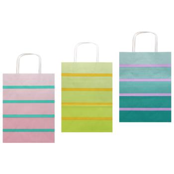 Пакет подарочный Happycom Крафт Pastel Stripes 26х12х36см - купить, цены на МегаМаркет - фото 1