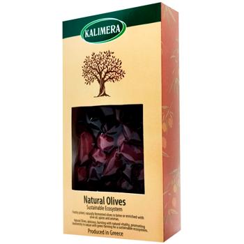 Оливки Калімера Каламата 250г з кісточкою гігант в/у к/у - купити, ціни на Восторг - фото 1