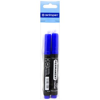 Centropen Permanent Blue Waterproof Marker 2.5mm 2pcs