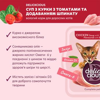 Суп для кошек Delickcious с курицей, томатами и шпинатом для кошек 80г - купить, цены на MasterZoo - фото 3