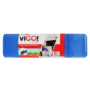 viGO Drawstring Garbage Bags 35l 15pcs
