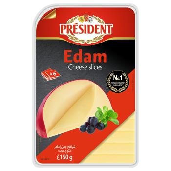 President Sliced Edam Cheese 40% 150g - buy, prices for ULTRAMARKET - photo 1
