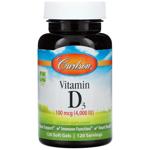 Вітамін D-3, Vitamin D3, Carlson, 100 мкг (4000 МО), 120 гелевих капсул