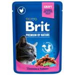 Brit Premium Wet Food with Chicken and Turkey for Adult Cats 100g