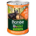 Корм вологий Monge Bwild Grain Free з качкою, гарбузом та цукіні для собак малих порід 400г