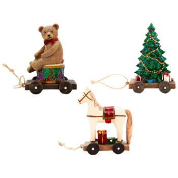 Декоративна підвіска в стилі Ретро: ведмедик конячка ялинка 11см 894-008 BONADI 1 шт - купити, ціни на WINETIME - фото 1