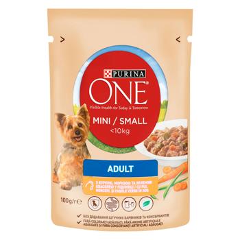 Purina One Adult Wet Food with Chicken, Carrots and Green Beans for Dogs of Small Breeds 85g - buy, prices for MasterZoo - photo 1