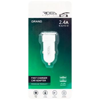 Ridea RCC-21012 Grand 2USB 2.4 A White Fast Charger Car Adapter