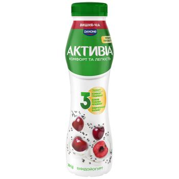 Бифидойогурт Активиа Вишня-чиа 1,2% 260г - купить, цены на КОСМОС - фото 1