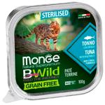 Корм вологий Monge Bwild Grain Free з тунцем та овочами для стерилізованих котів 100г