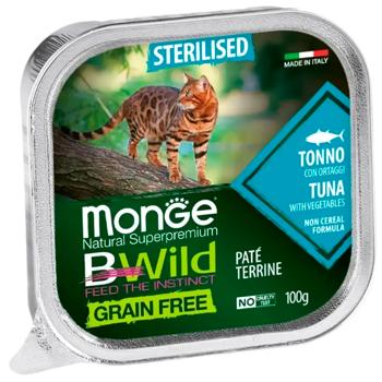 Корм вологий Monge Bwild Grain Free з тунцем та овочами для стерилізованих котів 100г - купити, ціни на MasterZoo - фото 1