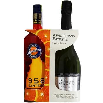 Набор аперитив Santero Spritz 13% 0,75л и Игристое вино Belle Grove Macabeo брют белое 11% 0,75л - купить, цены на Grono - фото 3