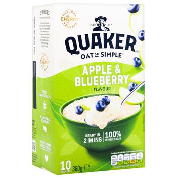 Каша вівсяна Quaker Яблуко та чорниця швидкого приготування 36г х 10шт - купити, ціни на - фото 2