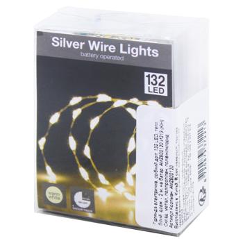 Electric Silver Wire Garland on Batteries 132 LED 2m Warm White Color - buy, prices for - photo 1