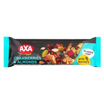 Axa Dugar-Free Cereal Bar with Cranberries, Almonds, Cereals and Honey 30g