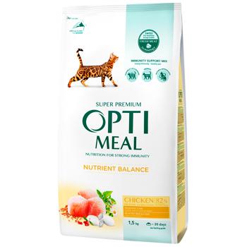 Optimeal Dry Food with Chicken for Adult Cats 1,5kg - buy, prices for MasterZoo - photo 1