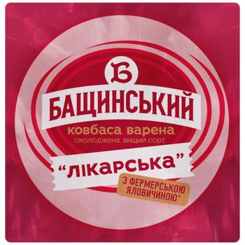 Ковбаса Бащинський Лікарська варена вищий сорт 400г - купити, ціни на МегаМаркет - фото 1