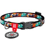 Ошейник для кошек и собак мелких пород Waudog Зубастые монстры нейлоновый с QR-паспортом XS 10мм*20-30см