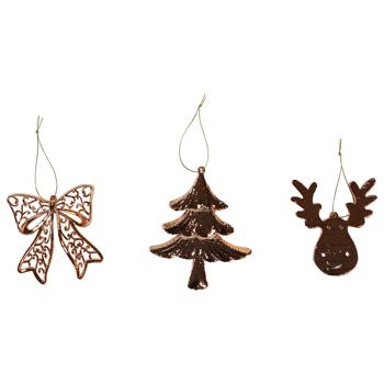 Прикраса ялинкова Actuel пластикова мідна 9-12см в асортименті - купити, ціни на Auchan - фото 1