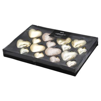 Gold Hearts Set of Christmas Tree Decorations 16pcs - buy, prices for - photo 3