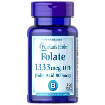 Фолієва кислота, Folic Acid, Puritan's Pride, 800 мкг, 250 таблеток - купити, ціни на Біотус - фото 1