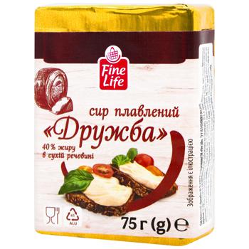 Fine Life Druzhba Processed Cheese 40% 75g - buy, prices for METRO - photo 1