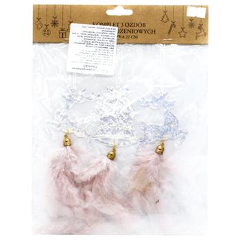 Прикраса-підвіска Chomik Олень, Дзвіночок, Сніжинка 3шт*22см шам - купити, ціни на МегаМаркет - фото 1