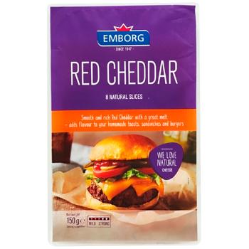 Emborg Cheddar Sliced Red Cheese ​​50% 150g