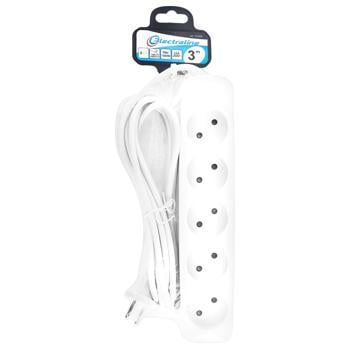 Electraline White Extension Cable 5 Sockets 3m