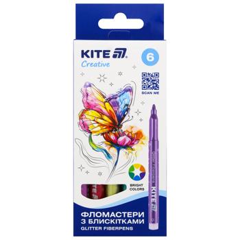 Фломастеры Kite Creative с блестками 6шт