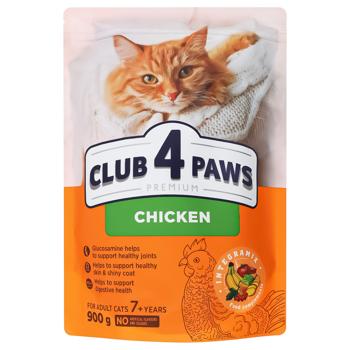 Корм сухой Club 4 Paws Premium с курицей для пожилых кошек +7 лет 900г - купить, цены на Auchan - фото 1