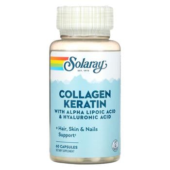 Solaray Collagen Type 1, 2, 3 , Keratin, Alpha Lipoic and Hyaluronic Acids 60 capsules