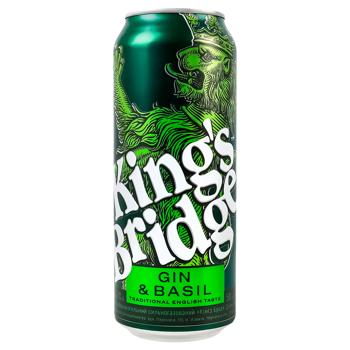 Напій слабоалкогольний King's Bridge Gin&Basil сильногазований 7% 0,5л - купити, ціни на NOVUS - фото 1