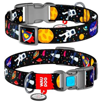 Waudog Nylon Dog Collar with QR Passport 23-35cm/15mm with Nasa Design