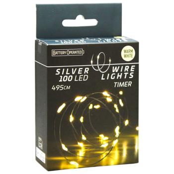 Гірлянда внутрішня на батарейках теплий білий колір 100 LED лампочок 510см - купити, ціни на КОСМОС - фото 2