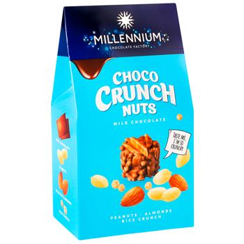 Конфеты Millennium Choco Crunch Nuts с арахисом миндалем и рисовыми шариками в молочном шоколаде 100г - купить, цены на ЕКО Маркет - фото 2