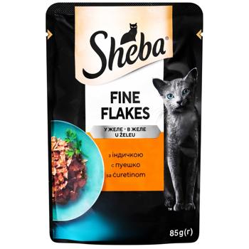 Корм вологий Sheba Fine Flakes з індичкою для котів 85г