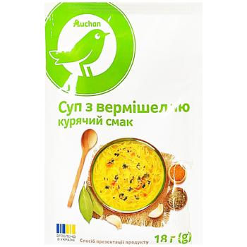 Суп Auchan з вермішеллю курячий смак 18г