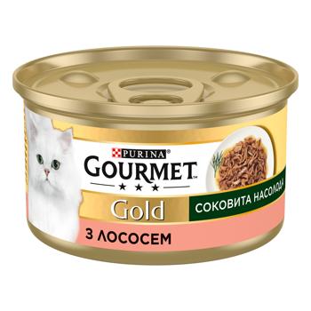 Корм вологий Gourmet Gold Соковита Насолода з лососем для дорослих котів 85г - купити, ціни на КОСМОС - фото 1