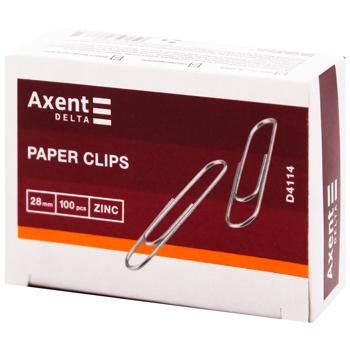Axent Galvanized Paper Clips 100pcs*28mm