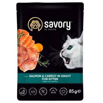 Savory Kitten упаковка вологого корму для кошенят 22 шт х 85 г - лосось та морква - купити, ціни на MasterZoo - фото 3