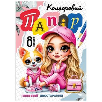 Бумага цветная Fresh двусторонняя глянцевая А4 8 листов в ассортименте - купить, цены на - фото 3