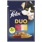 Felix Fantastic Duo Wet Food with Beef and Poultry for Adult Cats 85g