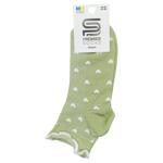 Носки Premier Socks женские средние в рубчик с рюшами сердечки р.23-25 оливковый