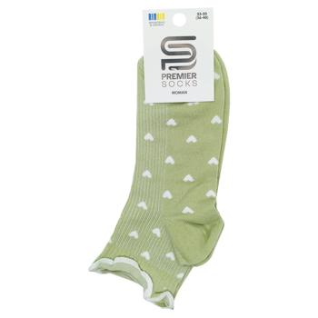Шкарпетки Premier Socks жіночі середні в рубчик з рюшами серця р.23-25 оливковий - купити, ціни на Чудо Маркет - фото 1
