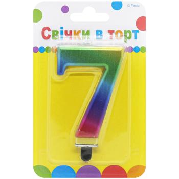 СВІЧКА ЦИФРА  7  КОЛЬОРОВА 9СМ - купити, ціни на Auchan - фото 1