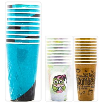 Стакан Унипак бумажный цветной 500мл 10шт - купить, цены на Auchan - фото 1