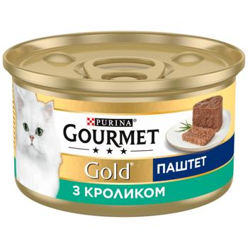 Корм влажный Gourmet Gold с кроликом для кошек 85г - купить, цены на MasterZoo - фото 1